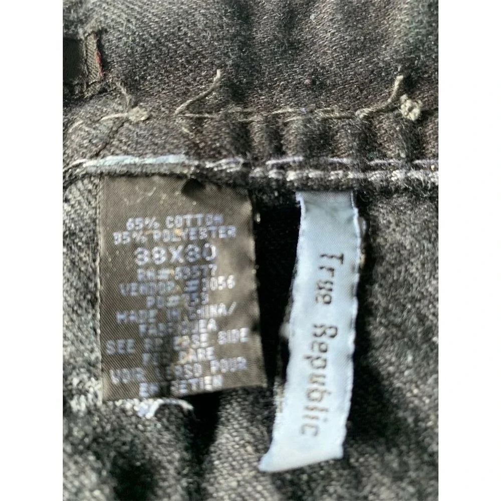 True Religion Men's Straight Jeans Black Size 36 Triple Stitching